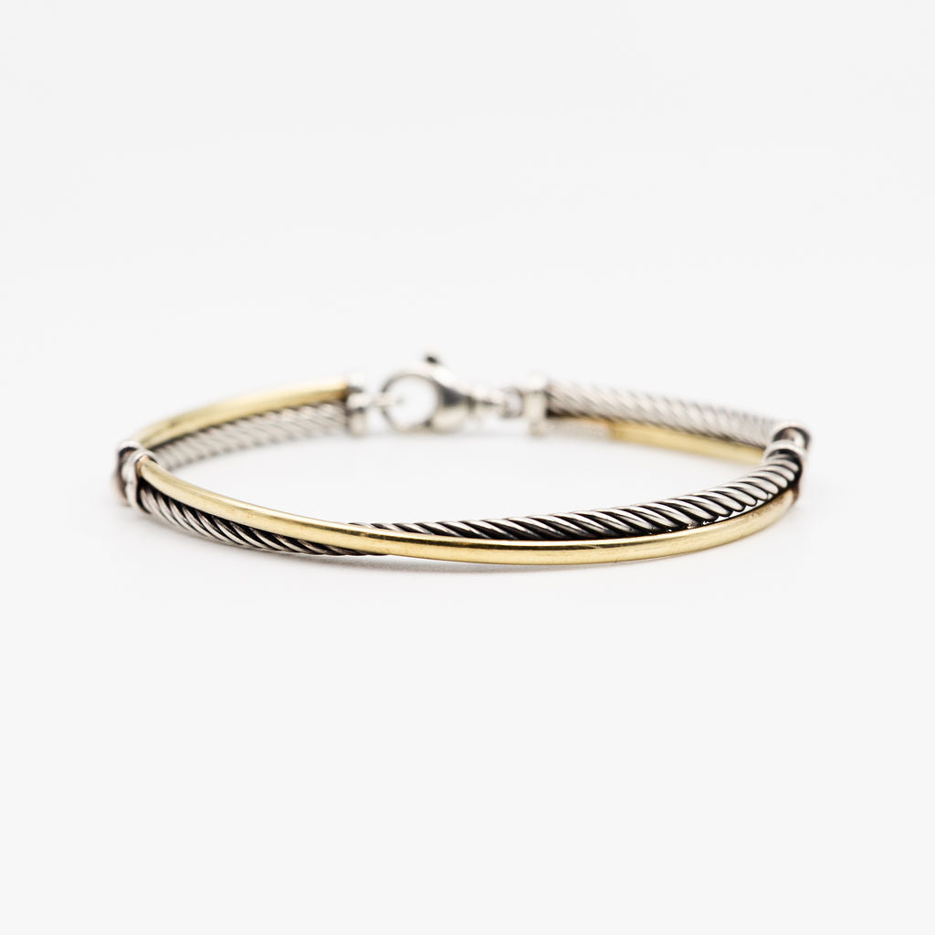 DAVID YURMAN "Crossover" Bracelet in Silver and Yellow Gold