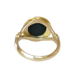 Bague Chevalière en or jaune et jaspe