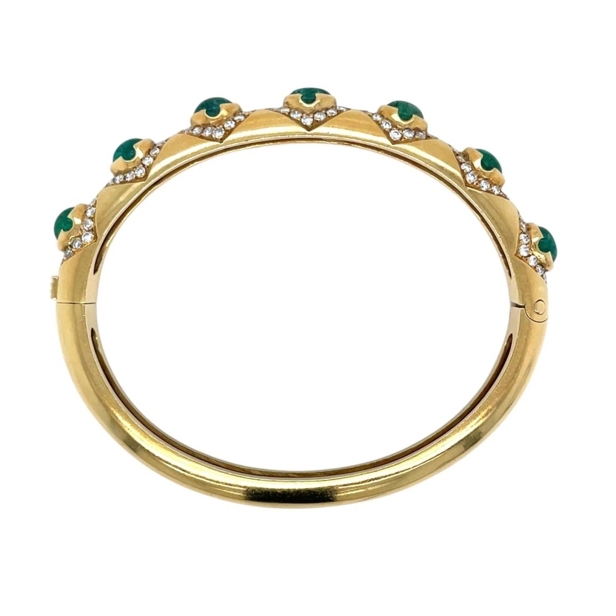 Diamonds, Sapphire, Ruby, Emerald Gold Trio Of Bangle Bracelets - Castafiore