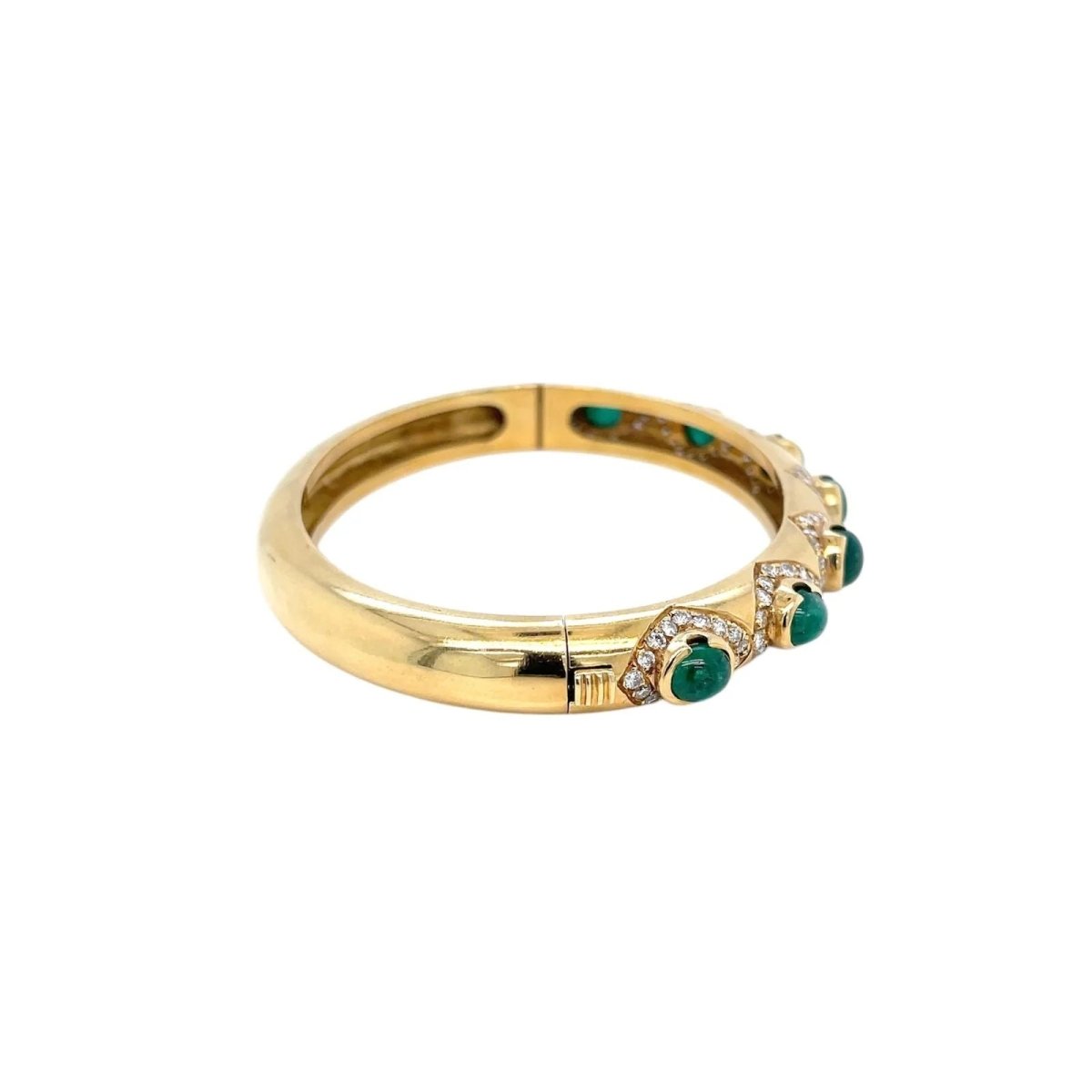 Diamonds, Sapphire, Ruby, Emerald Gold Trio Of Bangle Bracelets - Castafiore