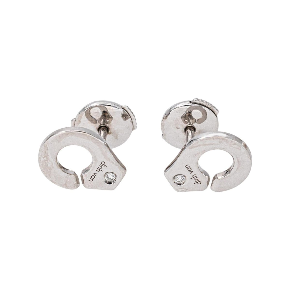 Dinh Van Boucles d'oreilles Menottes Or blanc Diamant - Castafiore