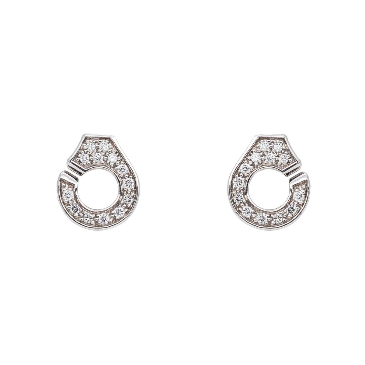 Dinh Van Boucles d'oreilles Menottes Or blanc Diamant - Castafiore