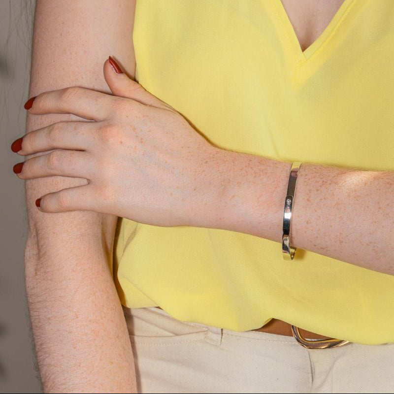 Dinh Van Bracelet Jonc Serrure Or blanc Diamant - Castafiore