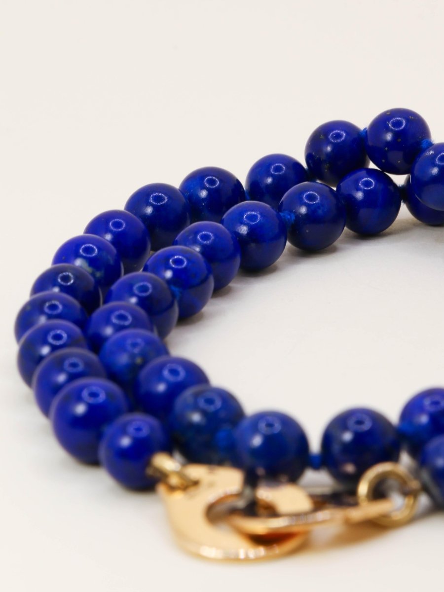 DINH VAN Collier menottes R15 or jaune lapis lazuli - Castafiore