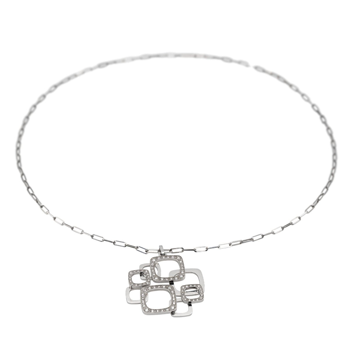 Dinh Van Collier Pendentif Impression Or blanc Diamant - Castafiore