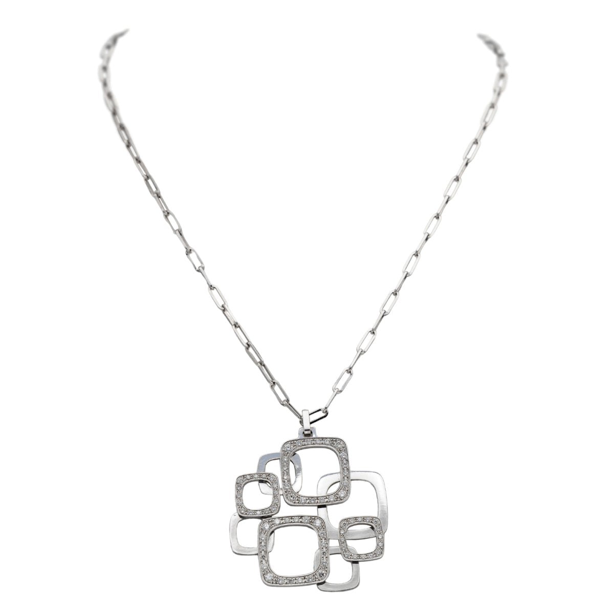 Dinh Van Collier Pendentif Impression Or blanc Diamant - Castafiore