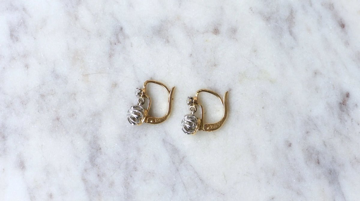 Dormeuses Anciennes Diamants 0,30 Ct - Castafiore