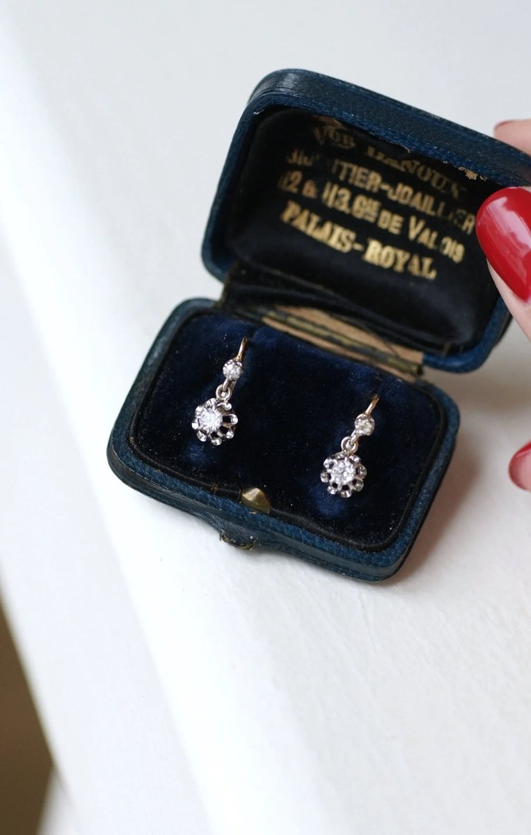 Dormeuses Anciennes Diamants 0,30 Ct - Castafiore