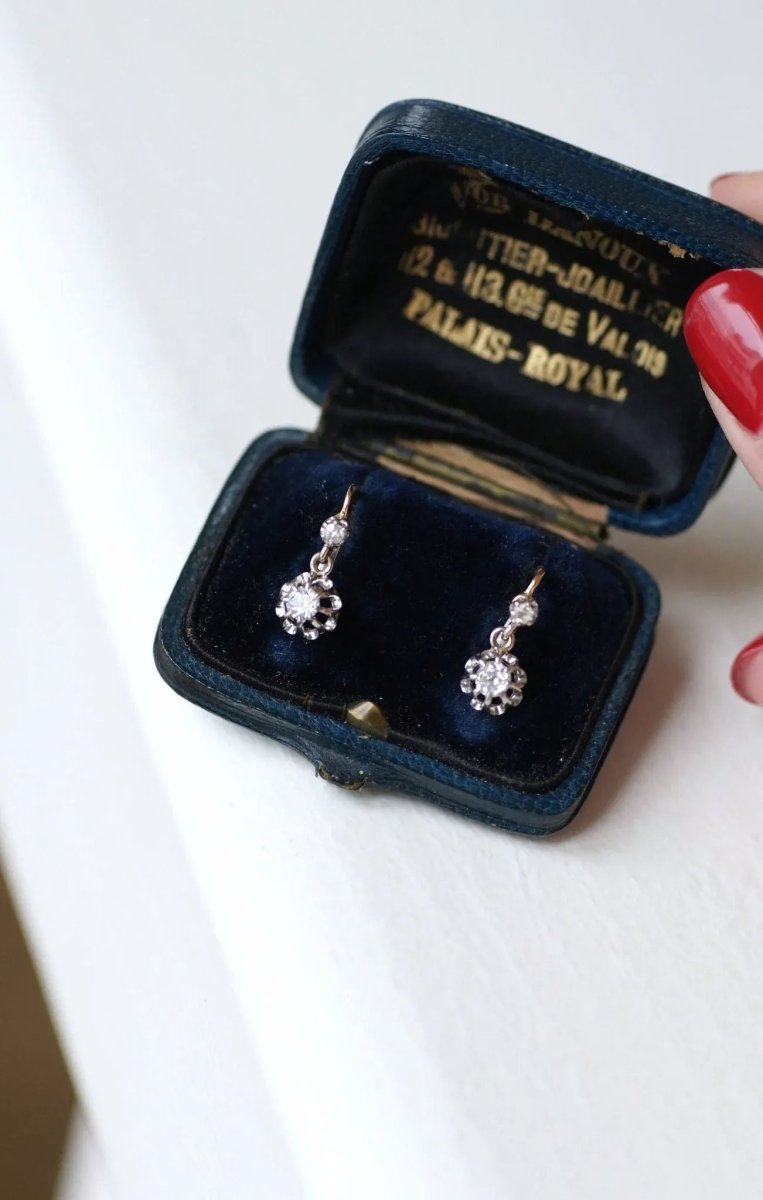 Dormeuses Anciennes Diamants 0,30 Ct - Castafiore