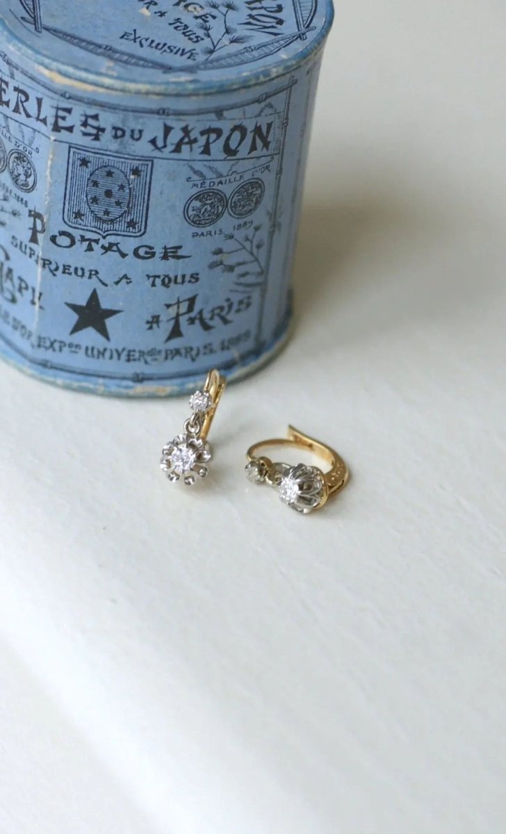 Dormeuses Anciennes Diamants 0,30 Ct - Castafiore