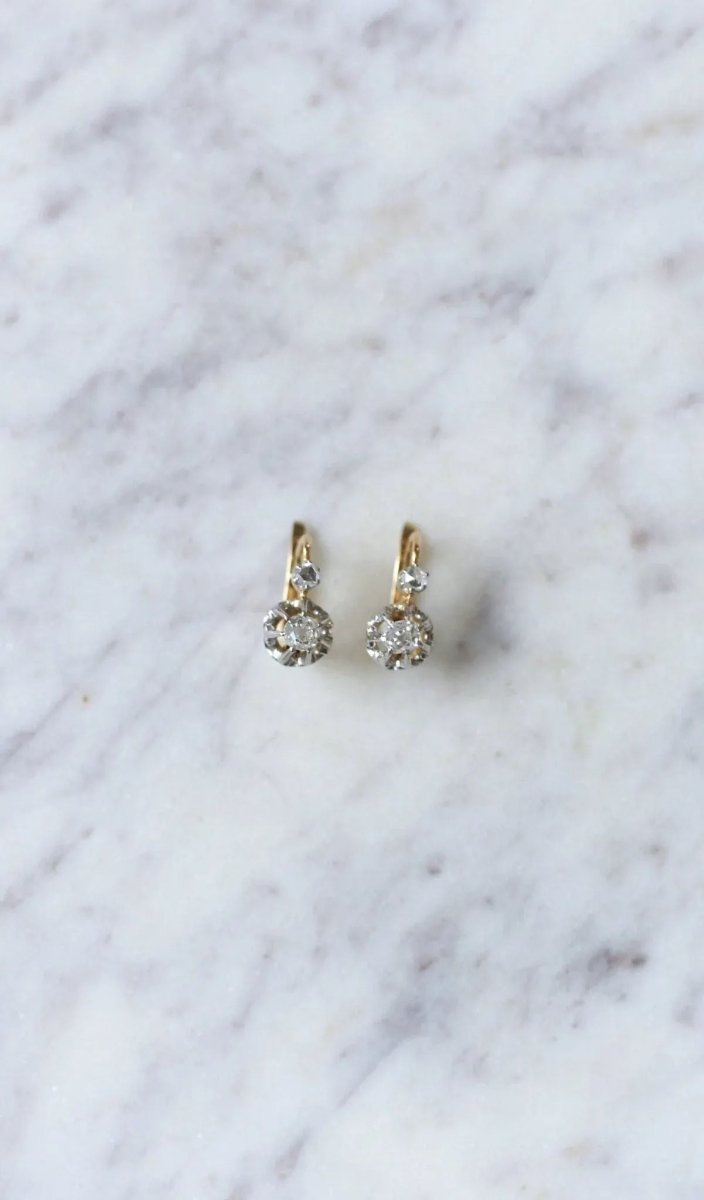 Dormeuses anciennes diamants 0.50 Ct - Castafiore