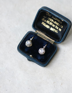 Dormeuses Anciennes Diamants Rose Couronnée sur Or Rose - Castafiore