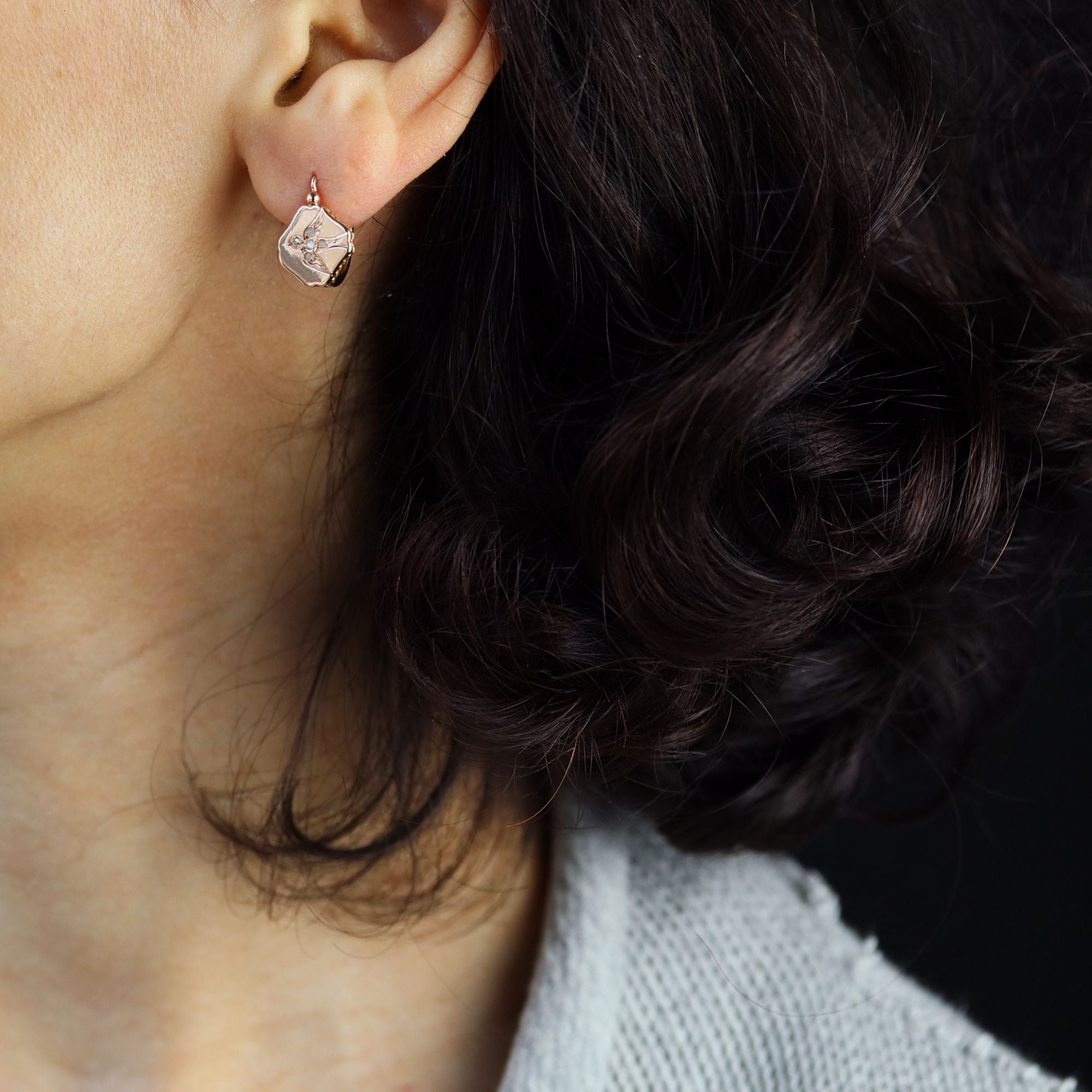 Dormeuses anciennes oiseaux diamantés