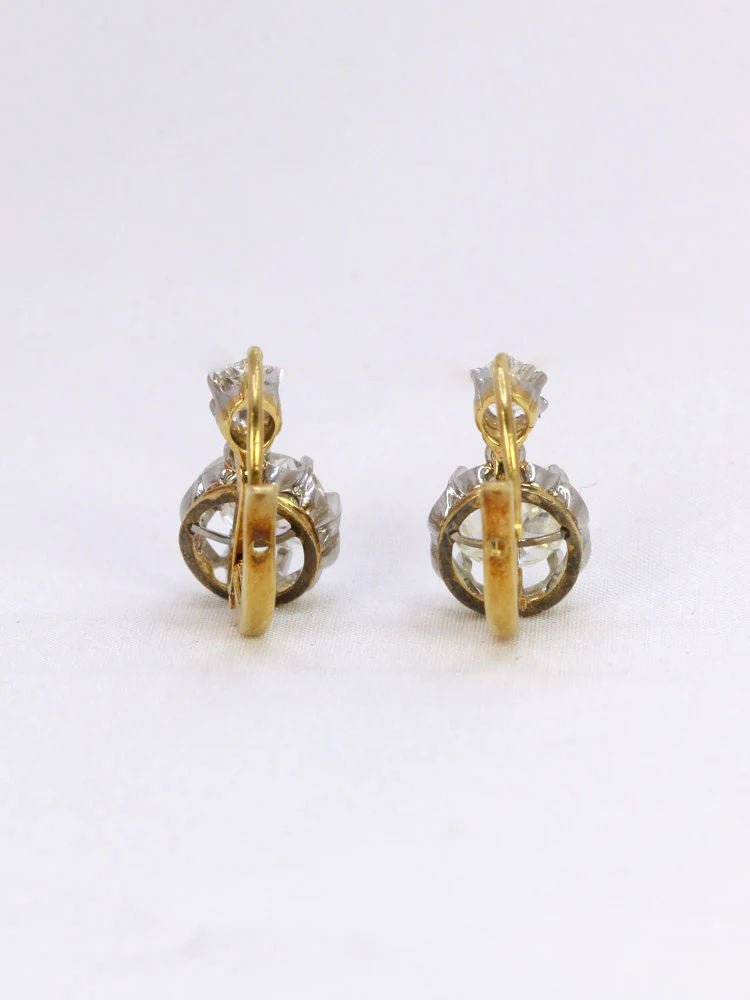 Dormeuses anciennes or diamants taille ancienne 2,2 ct - Castafiore