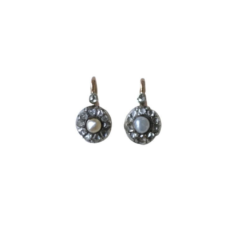 Dormeuses Anciennes Perles Fines Diamants - Castafiore