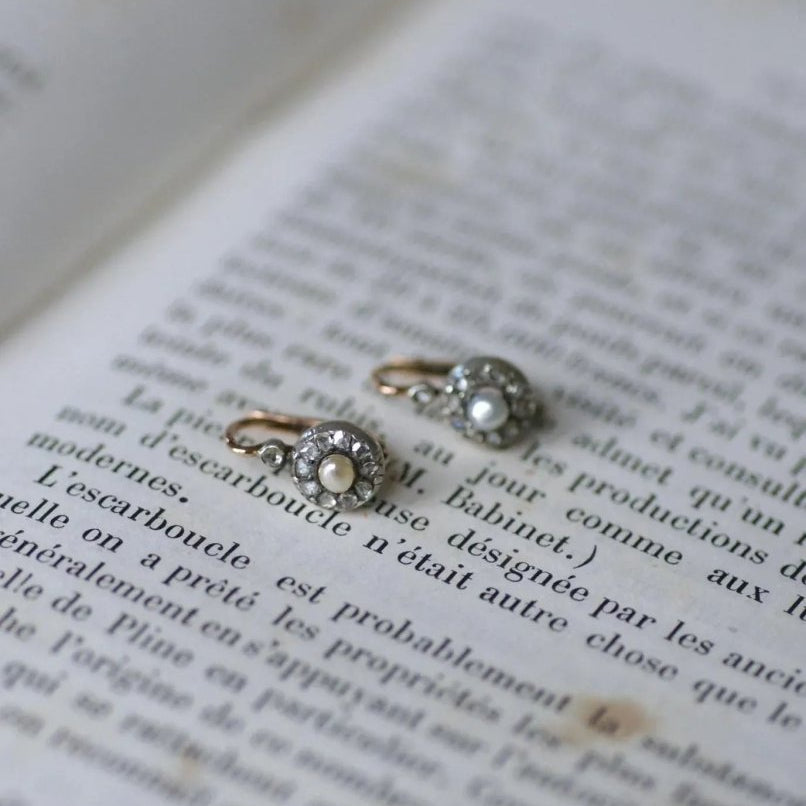 Dormeuses Anciennes Perles Fines Diamants - Castafiore