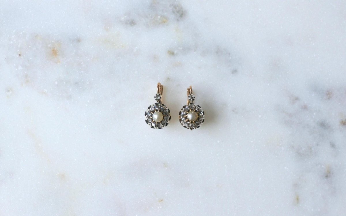 Dormeuses Anciennes Perles Fines et Diamants - Castafiore