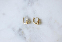 Dormeuses Anciennes Perles Mabé et Saphirs Blancs - Castafiore