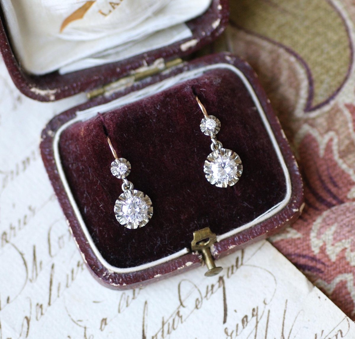 Dormeuses Art Déco Or et Diamants 0.90 Ct - Castafiore