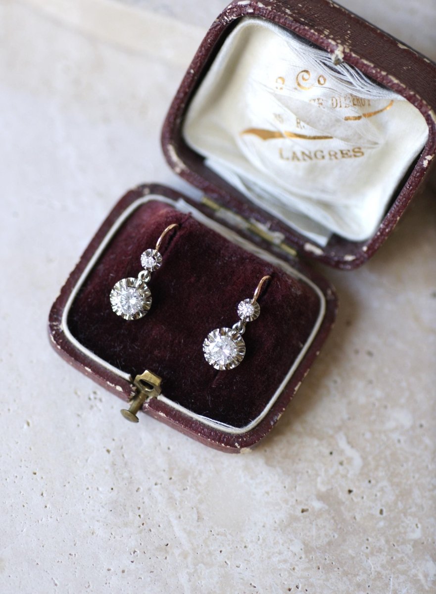 Dormeuses Art Déco Or et Diamants 0.90 Ct - Castafiore