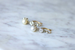 Dormeuses Art Deco or, perles, et diamants - Castafiore