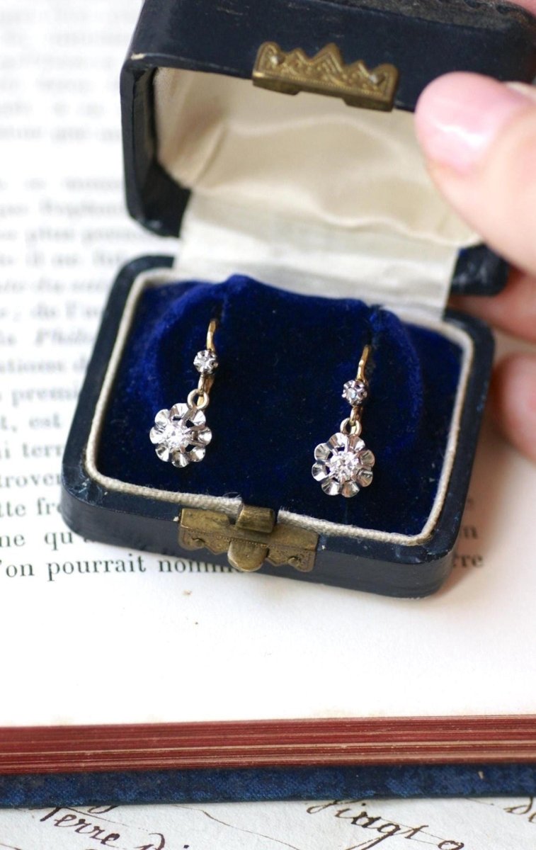 Dormeuses Diamants 0,30 Ct Or Jaune et Platine - Castafiore