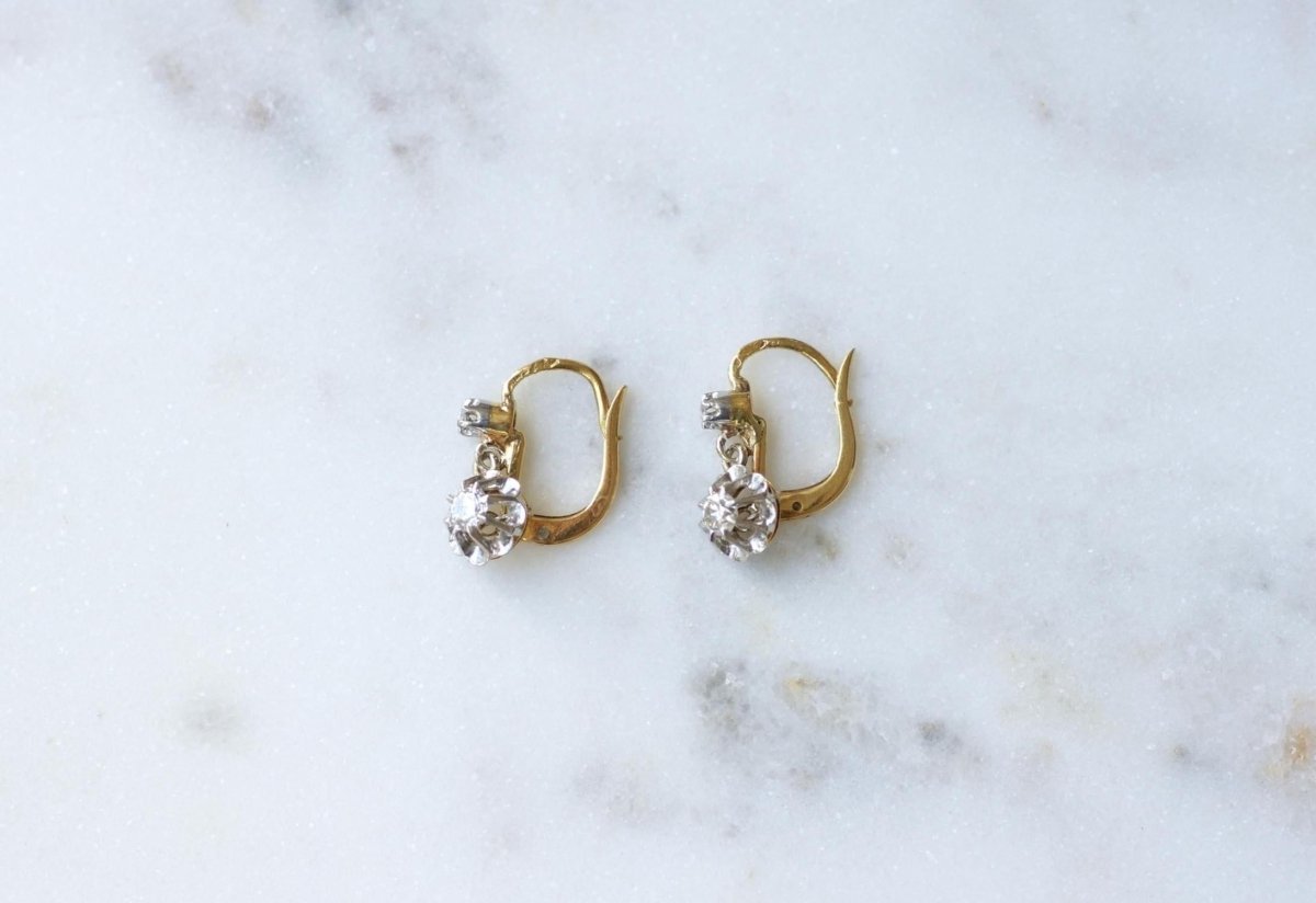 Dormeuses Diamants 0,30 Ct Or Jaune et Platine - Castafiore