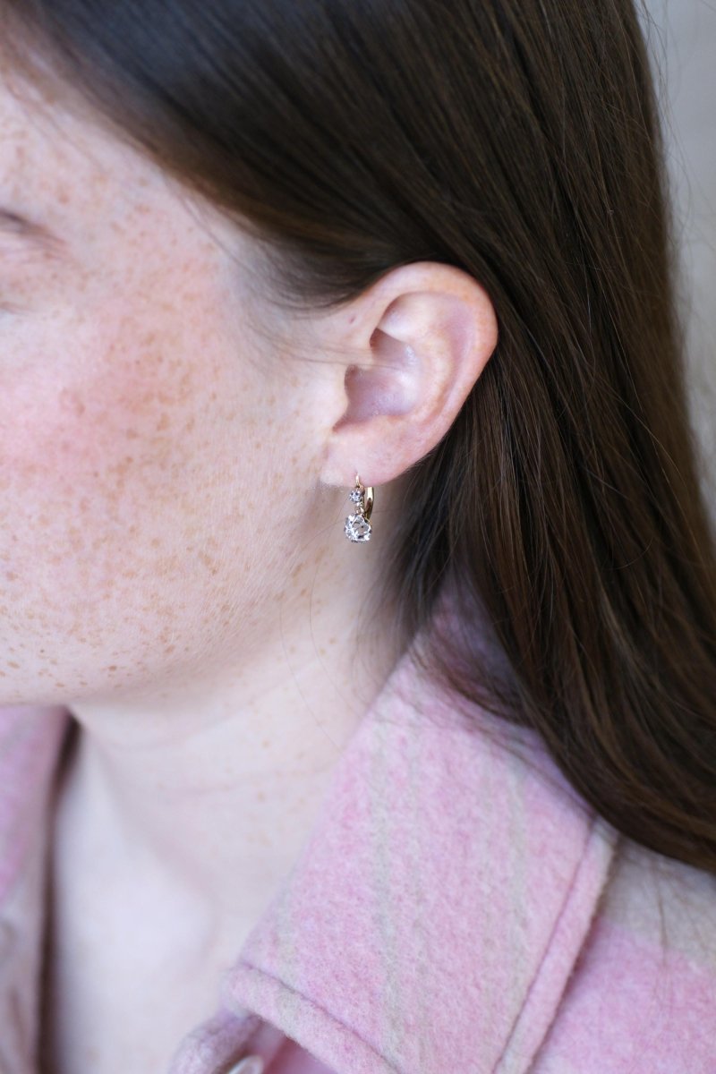 Dormeuses Diamants 0,30 Ct Or Jaune et Platine - Castafiore