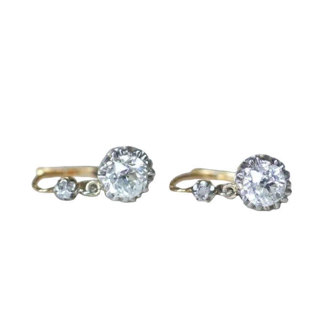 Dormeuses Diamants 2,45 Cts sur Or et Platine - Castafiore