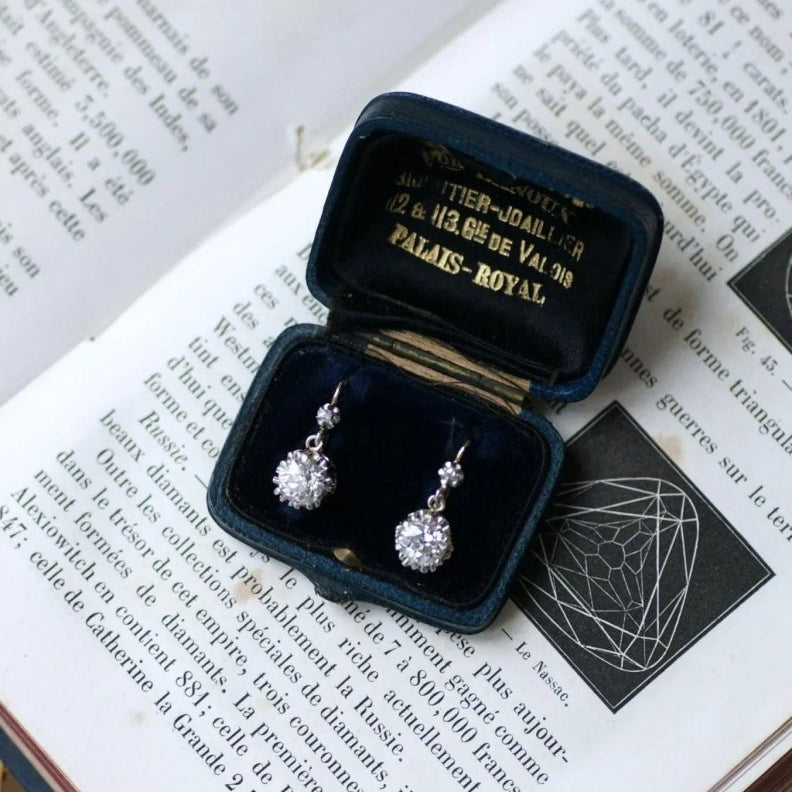 Dormeuses Diamants 2,45 Cts sur Or et Platine - Castafiore
