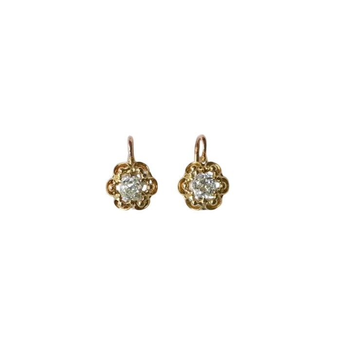 Dormeuses Diamants Taille Ancienne Coussin 1.40 Cts - Castafiore