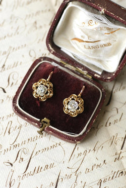 Dormeuses Diamants Taille Ancienne Coussin 1.40 Cts - Castafiore