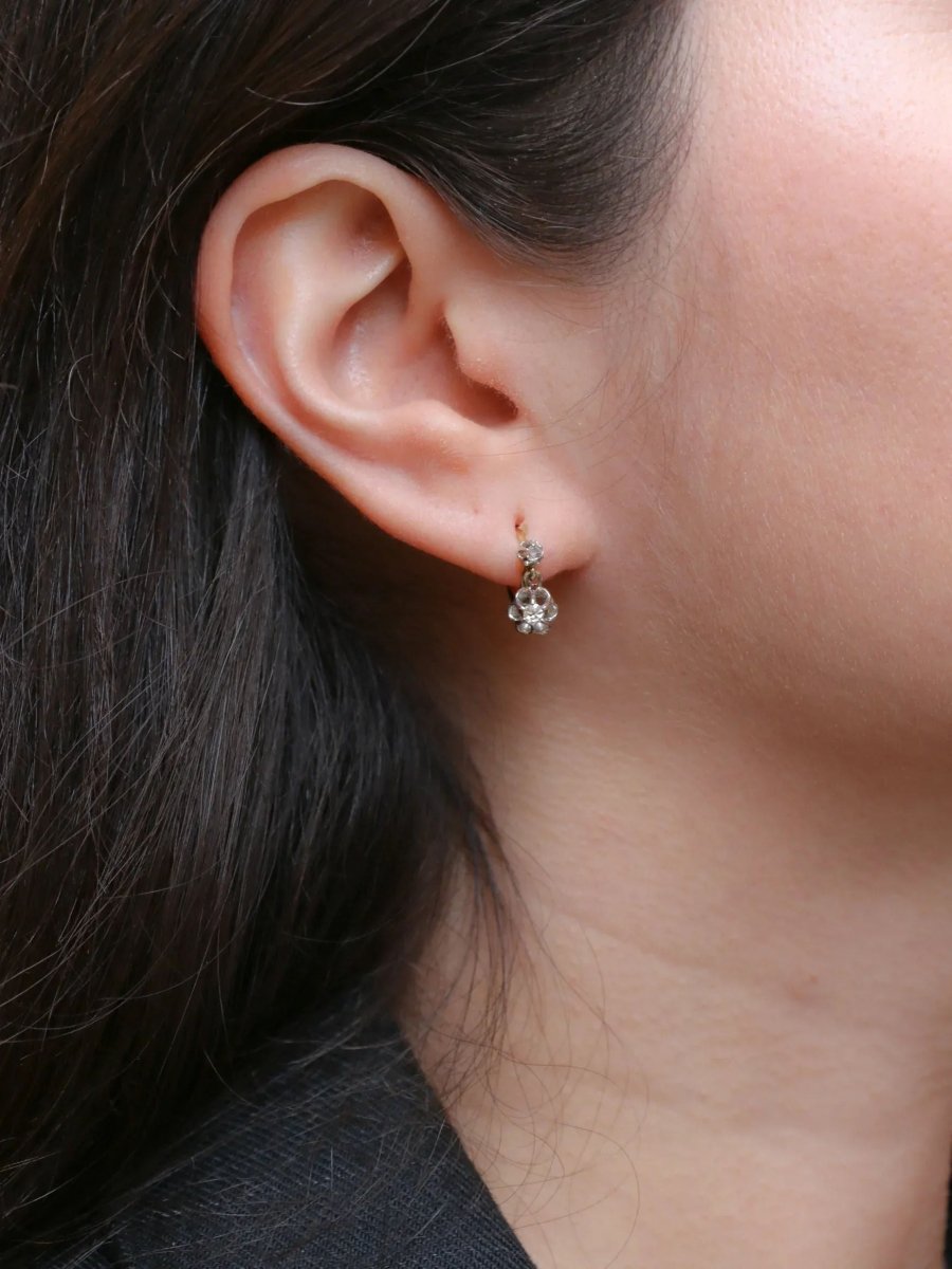 Dormeuses en or et diamants taille ancienne 0.2ct - Castafiore