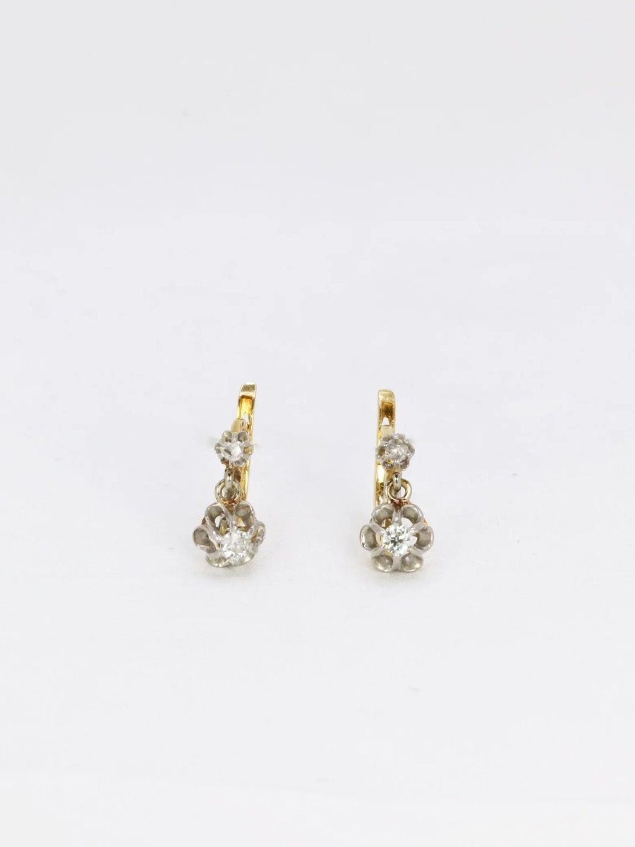 Dormeuses en or et diamants taille ancienne 0.2ct - Castafiore