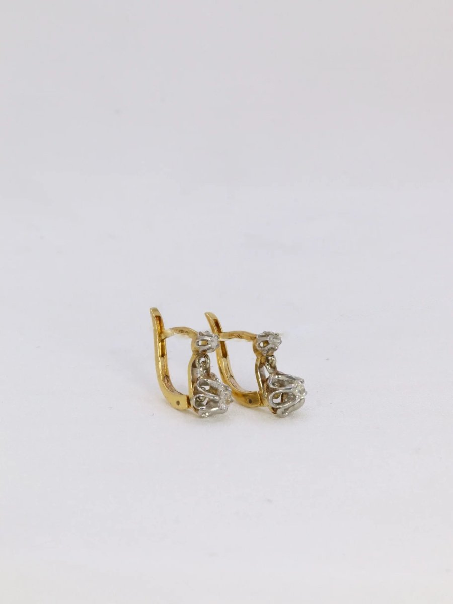 Dormeuses en or et diamants taille ancienne 0.2ct - Castafiore