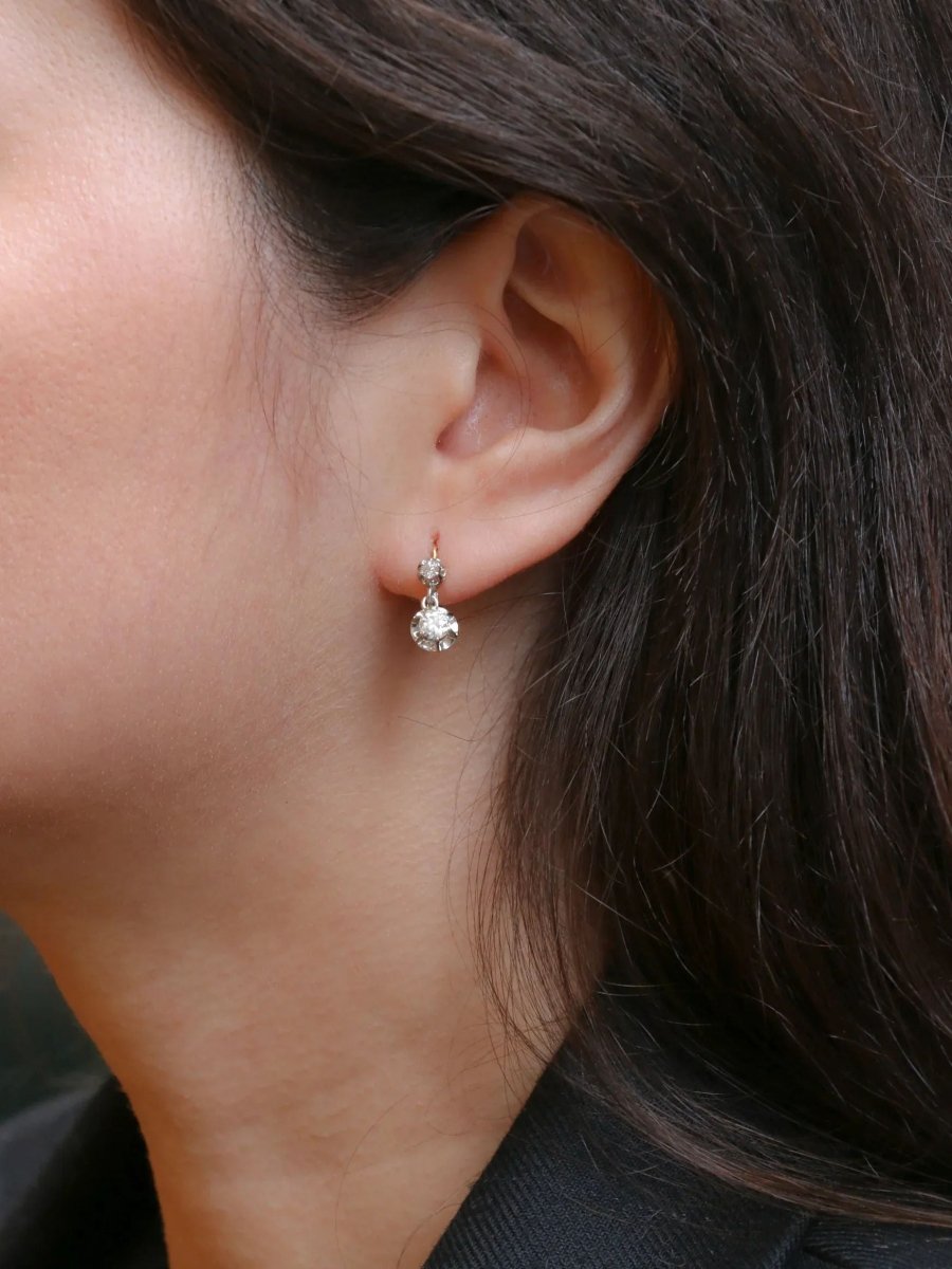 Dormeuses en or et diamants taille ancienne 0.7ct - Castafiore