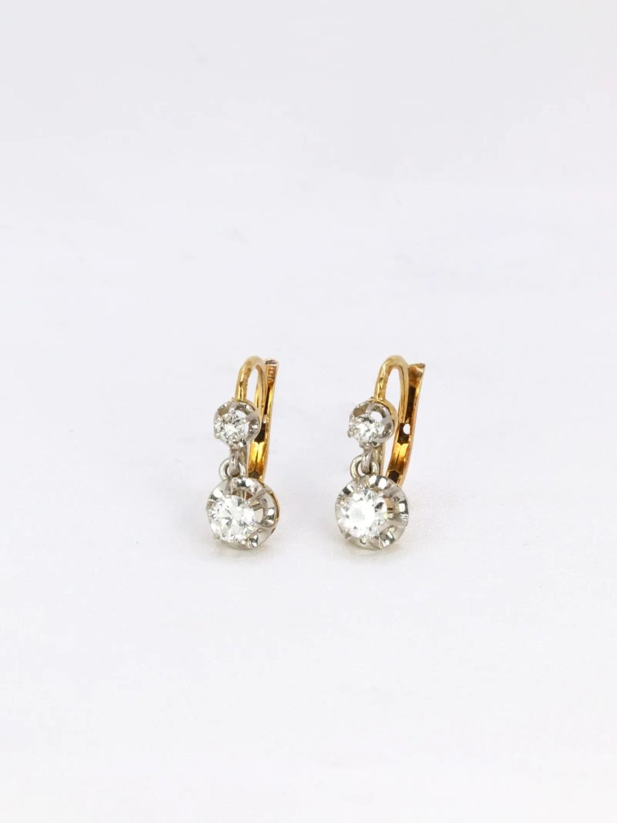Dormeuses en or et diamants taille ancienne 0.7ct - Castafiore