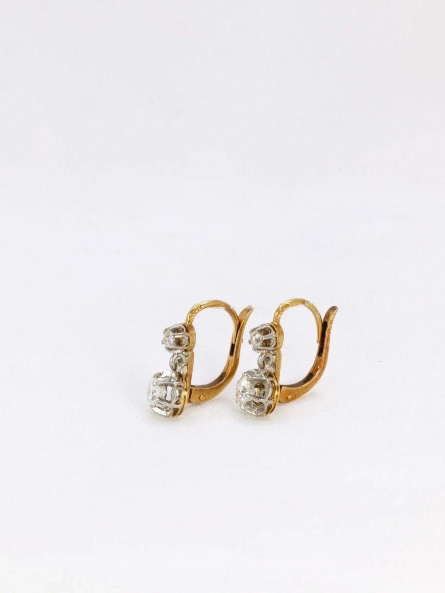Dormeuses en or et diamants taille ancienne 0.7ct - Castafiore