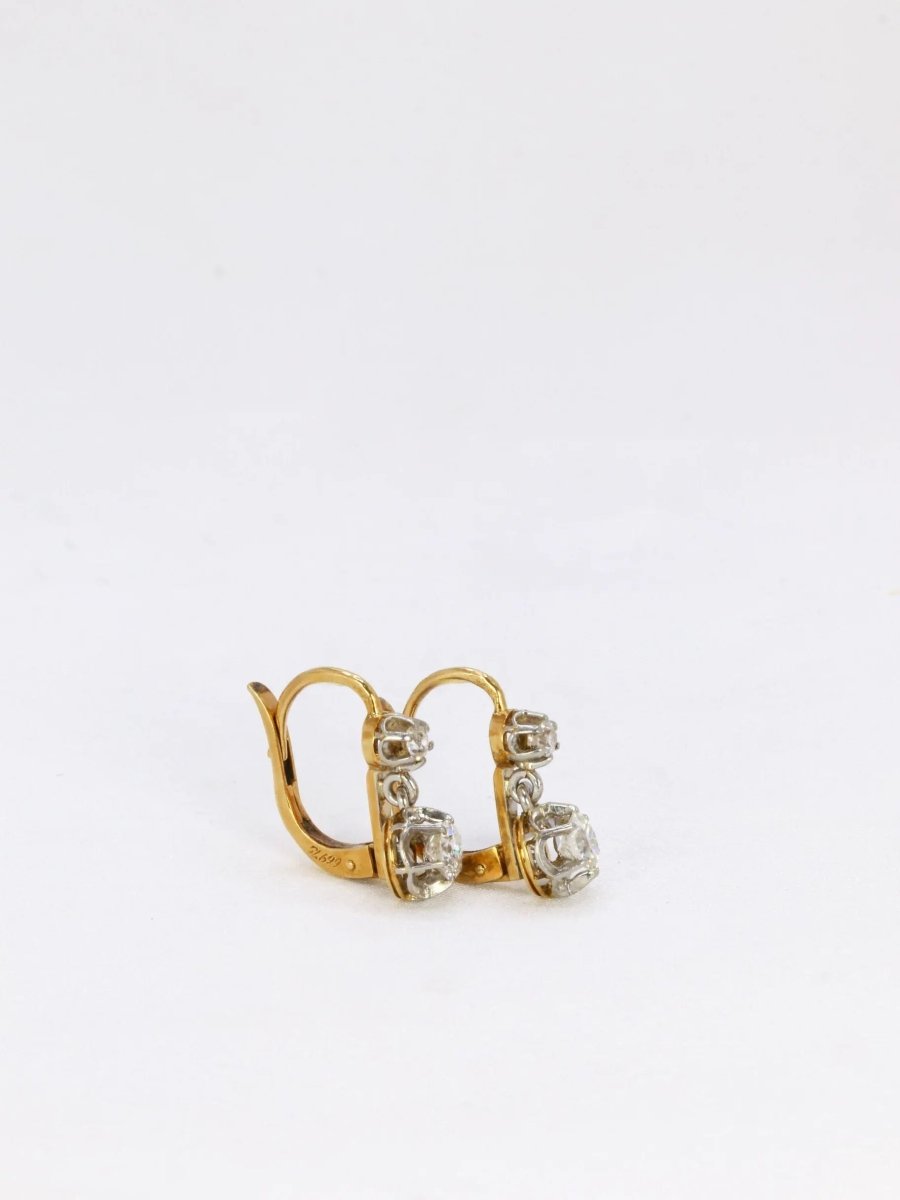 Dormeuses en or et diamants taille ancienne 0.7ct - Castafiore