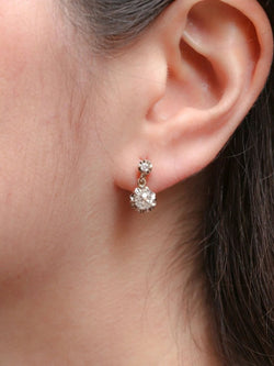 Dormeuses en or et diamants taille ancienne 1.5 ct - Castafiore