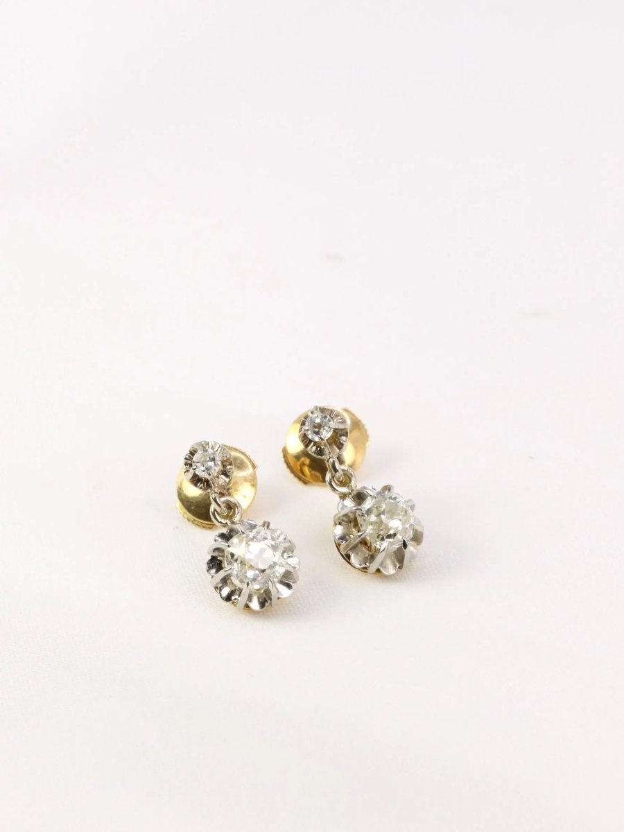 Dormeuses en or et diamants taille ancienne 1.5 ct - Castafiore