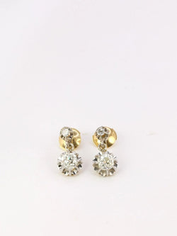 Dormeuses en or et diamants taille ancienne 1.5 ct - Castafiore