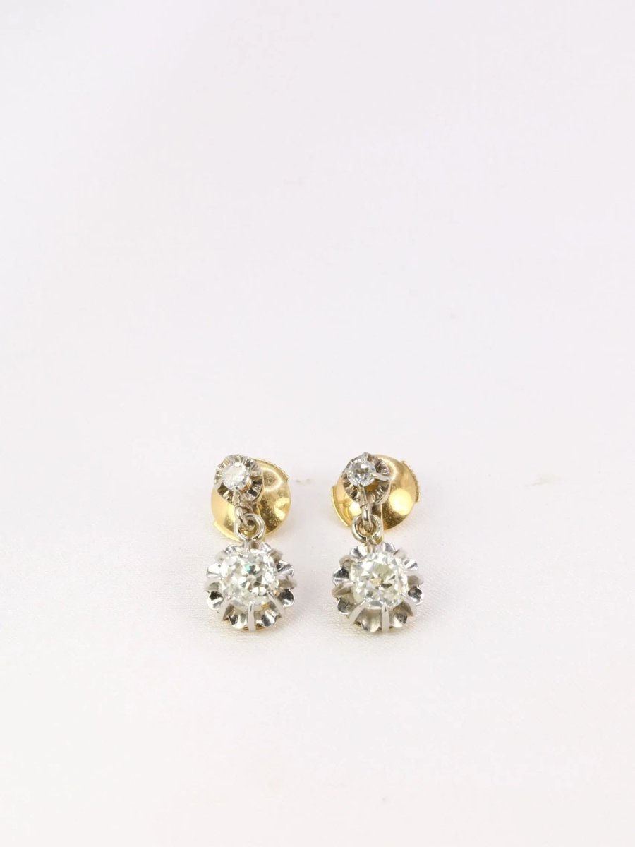 Dormeuses en or et diamants taille ancienne 1.5 ct - Castafiore