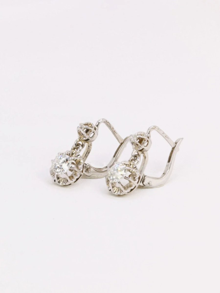 Dormeuses en or et diamants taille ancienne - Castafiore