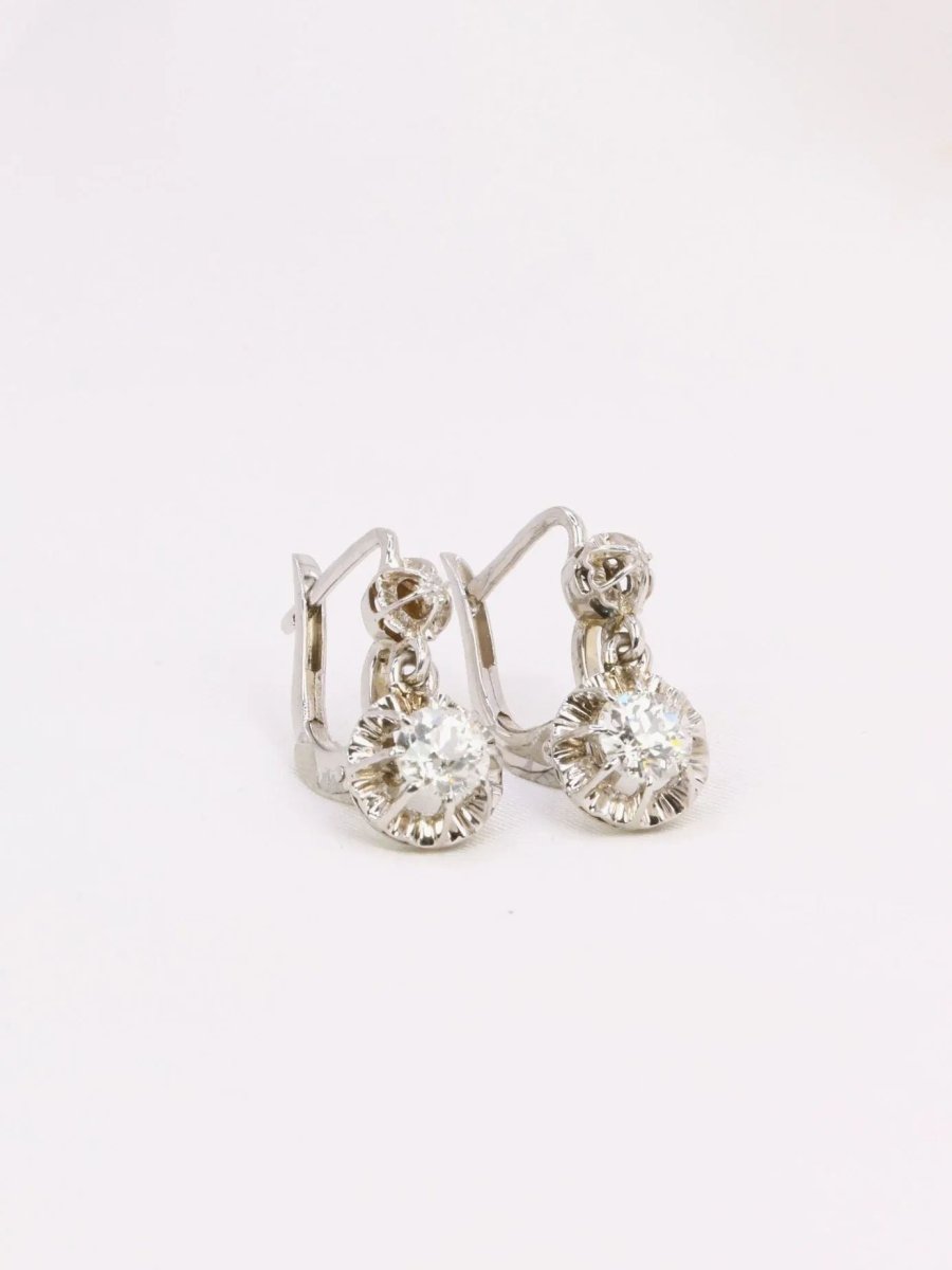 Dormeuses en or et diamants taille ancienne - Castafiore