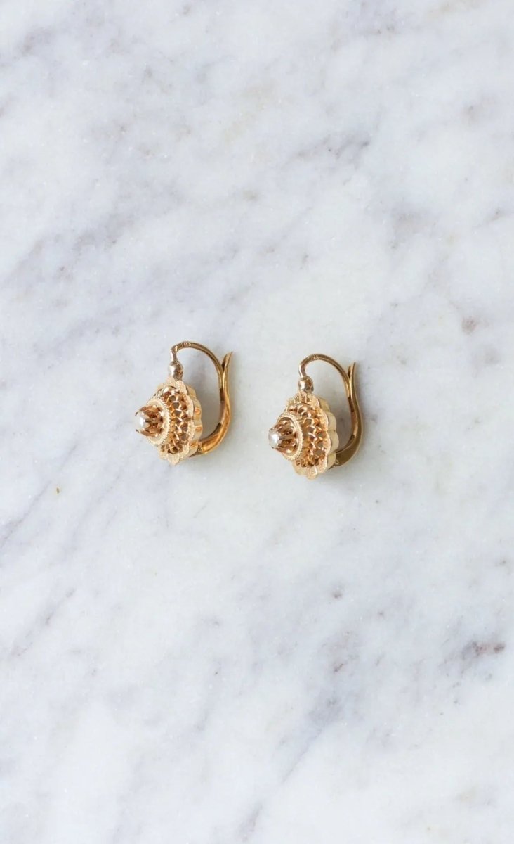 Dormeuses en or jaune et perles fines - Castafiore