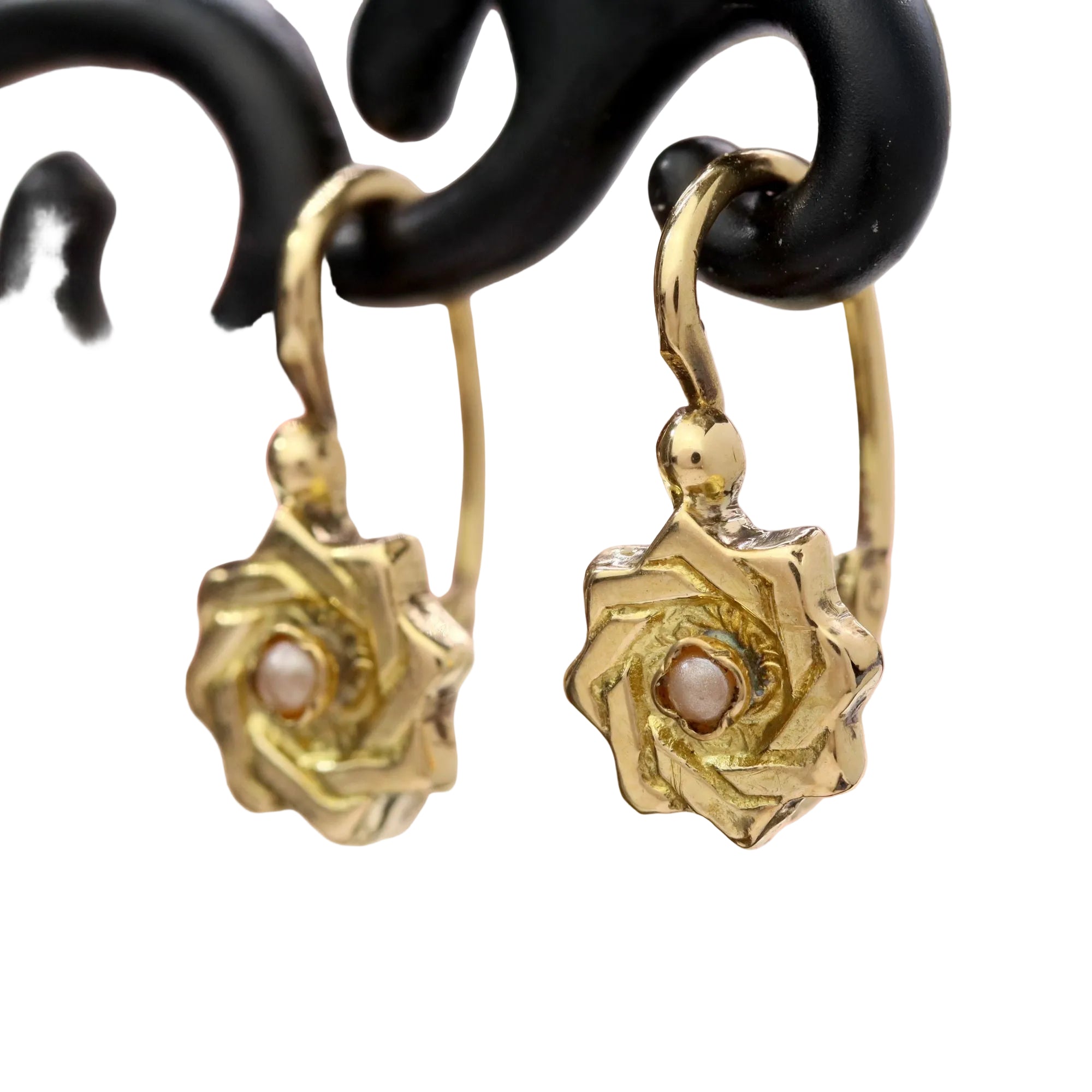 Sleepers yellow gold stars fine pearls