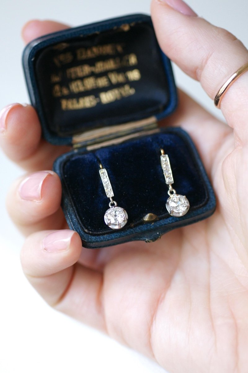 Dormeuses Pendantes Diamants Coussin 1,10 Cts - Castafiore