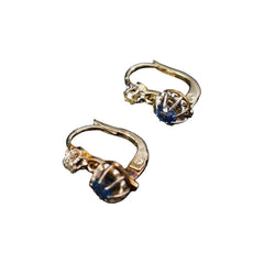 Dormeuses Saphirs Et Diamants, Platine Et Or 18 Carats. - Castafiore