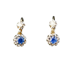 Dormeuses Saphirs Et Diamants, Platine Et Or 18 Carats. - Castafiore